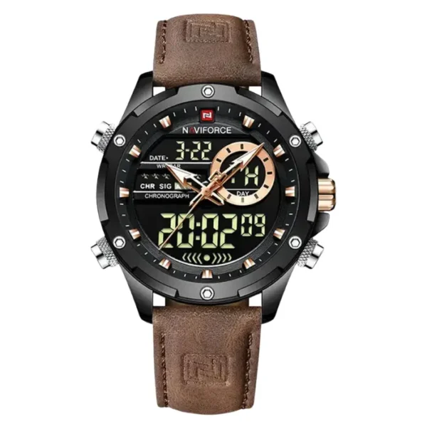 naviforce 9208 l quartz mens watch black brown