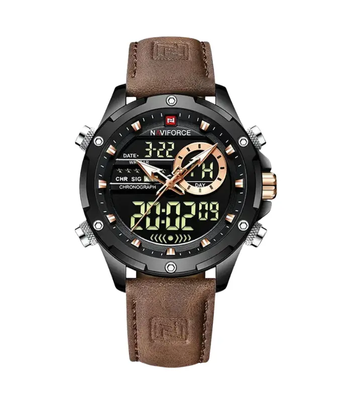 naviforce 9208 l quartz mens watch black brown